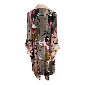 I.Madeline Striped Kimono Cardigan Floral Beach Coverup Pool Party Casual Sz S M